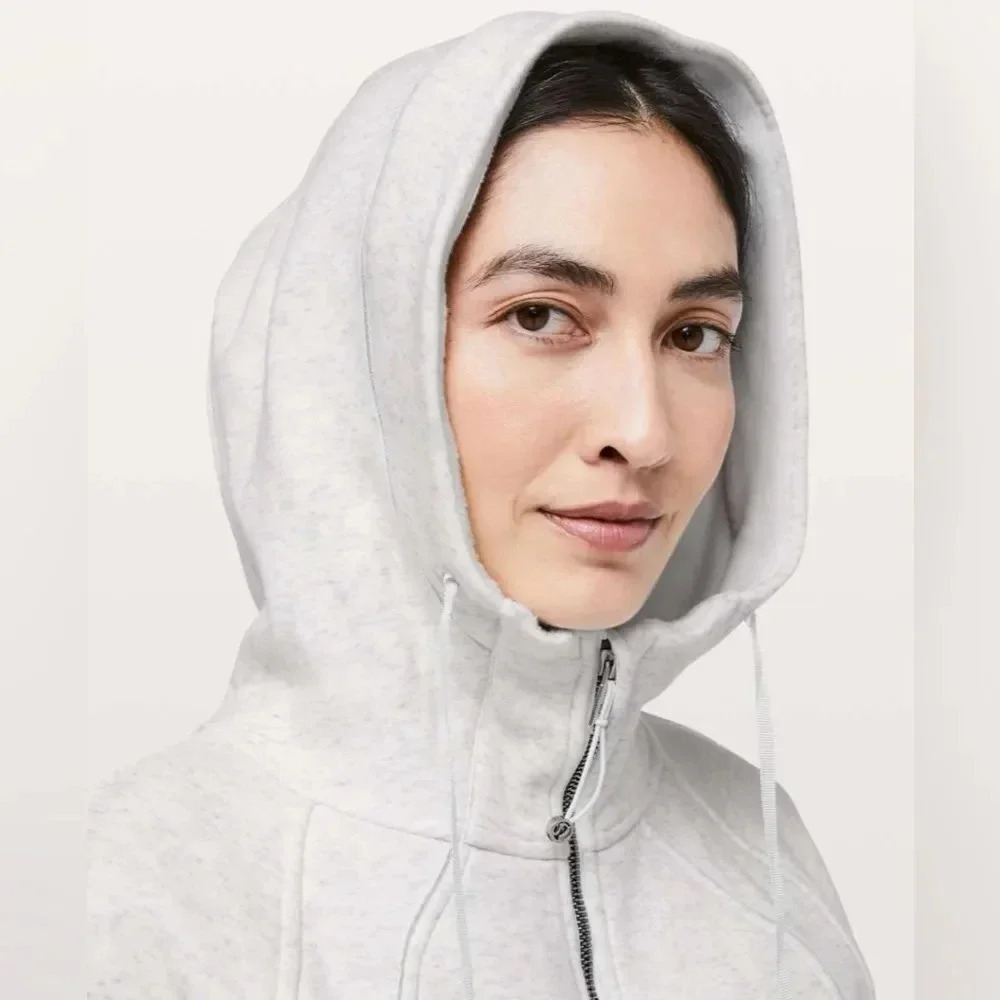Lululemon sz 6 Scuba Hoodie Plush Heathered White / White great pre owned cond - Picture 13 of 14
